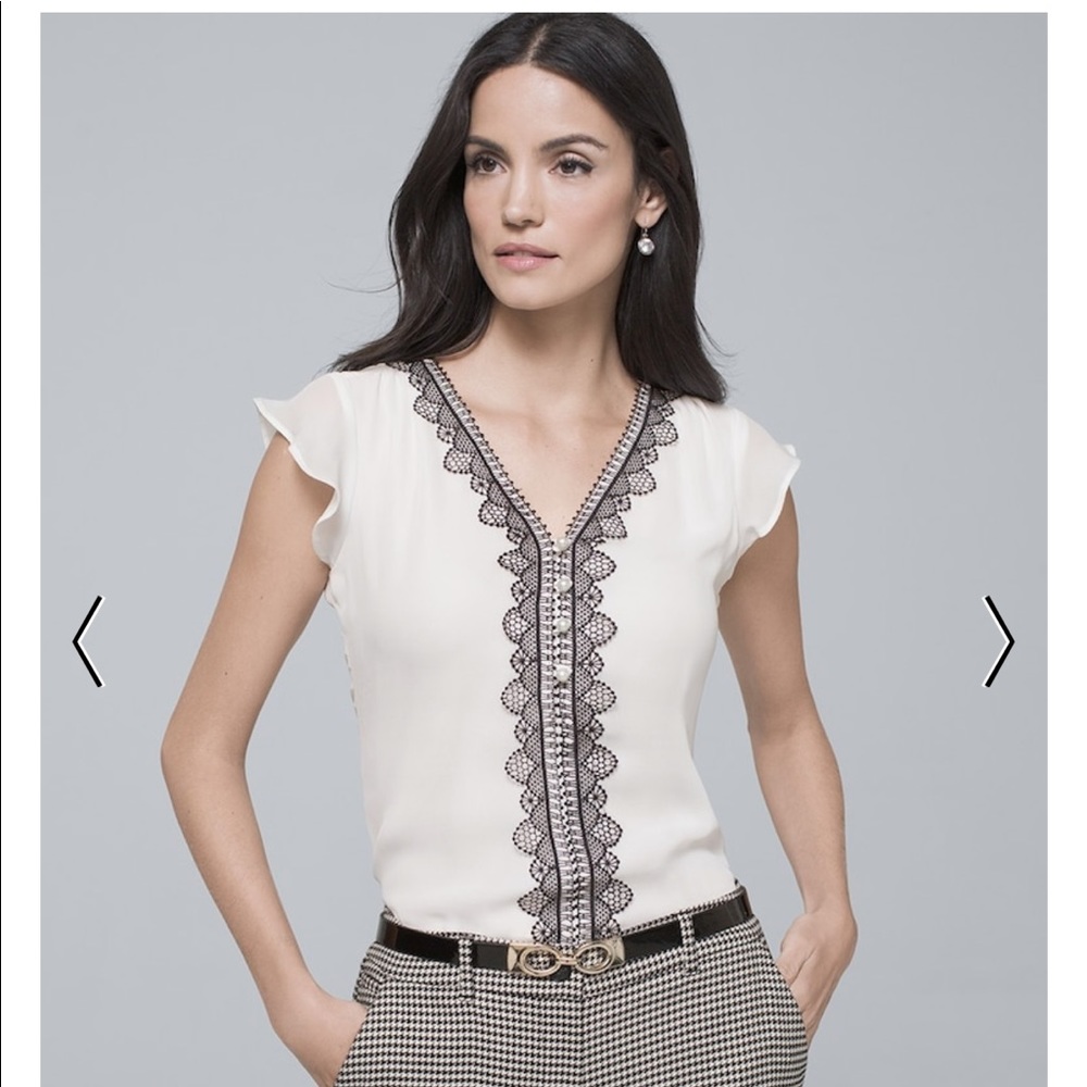 WHBM- White Blouse with Pearl Buttons.